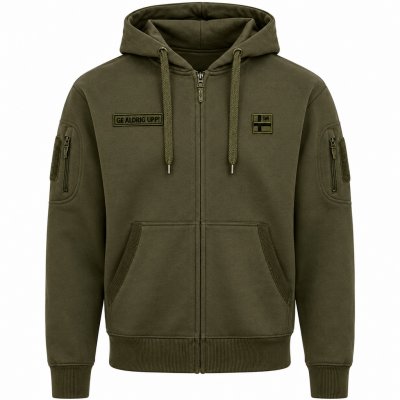 Taktisk Hoodie Herr SWE & Ge Aldrig Upp – Olivgrön