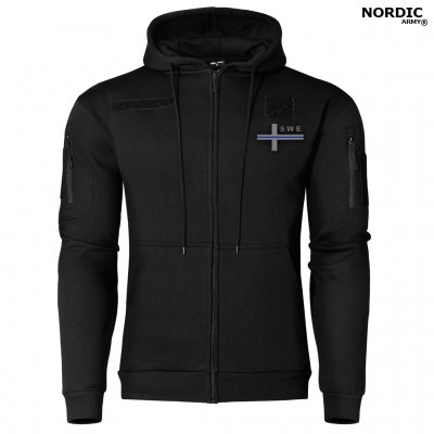 Nordic Army Zipper Hoodie Thin Blue Line - Svart/Grå