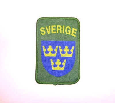 Svensk militär tygmärke med kardborre Sverige